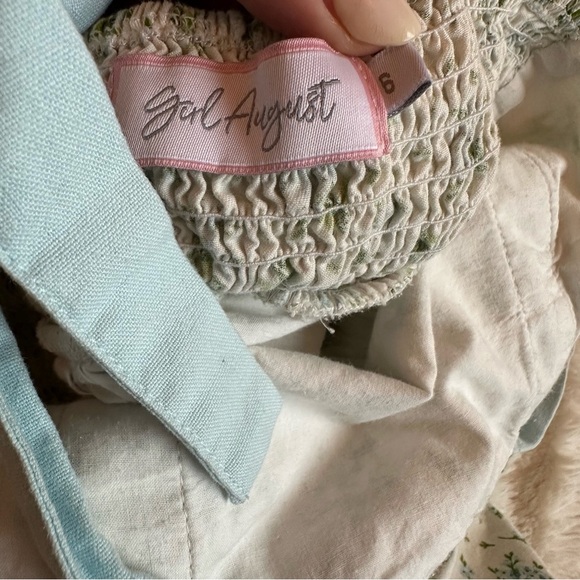 GIRL August Tea Party Blue Floral Eyelet Summer Boutique Dress Girls Sz 6 - Picture 7 of 7